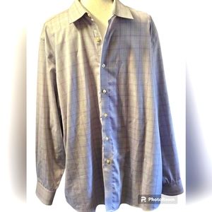 Michael Kors Mens button down. Pale maroon, black and purple checked pat…